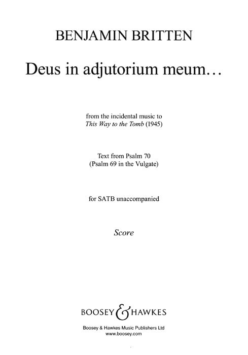 Benjamin Britten: Deus In Adjutorium Meum: SATB: Vocal Score