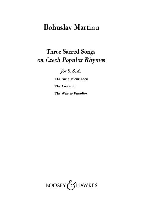 Bohuslav Martinu: Three Sacred Songs On Czech Rhymes: SSA: Vocal Score