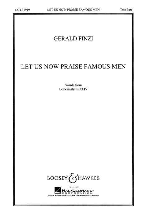 Gerald Finzi: Let us now praise famous men op. 35: Men's Choir