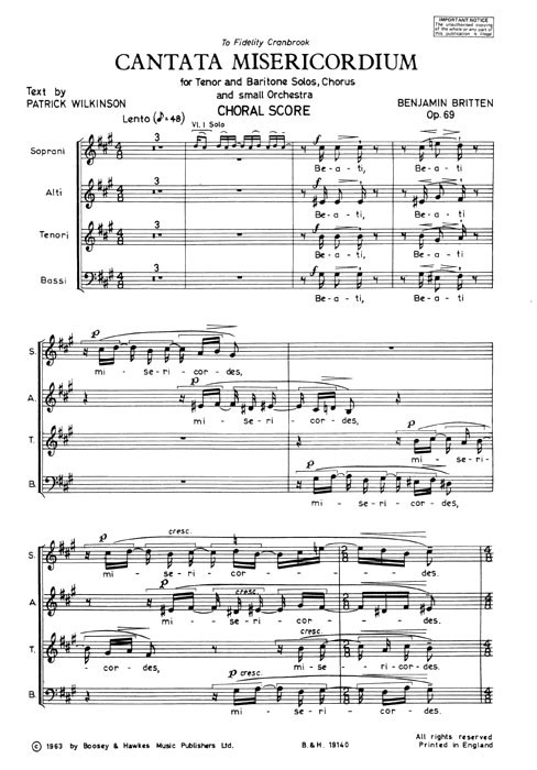 Benjamin Britten: Cantata Misericordium op. 69: SATB