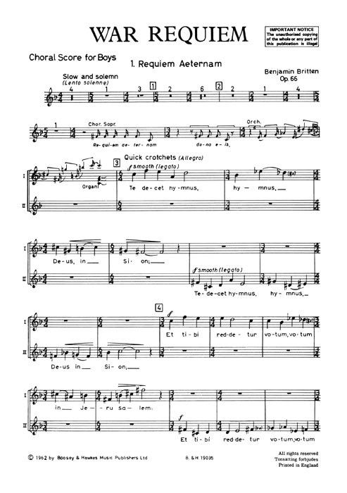 Benjamin Britten: War Requiem Op. 66: Mixed Choir: Vocal Score