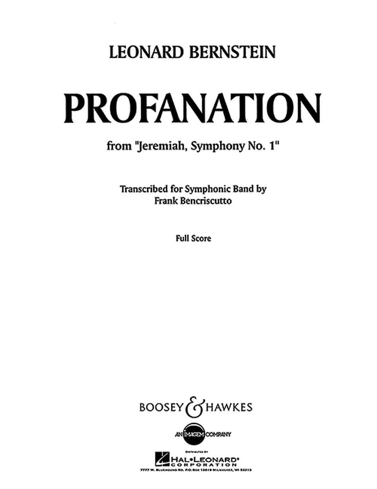 Leonard Bernstein: Profanation: Concert Band: Score