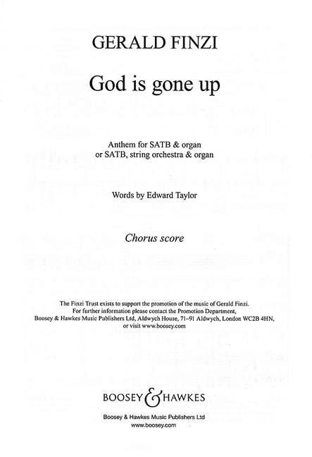 Gerald Finzi: God Is Gone Up Op.27/2: Mixed Choir: Vocal Score