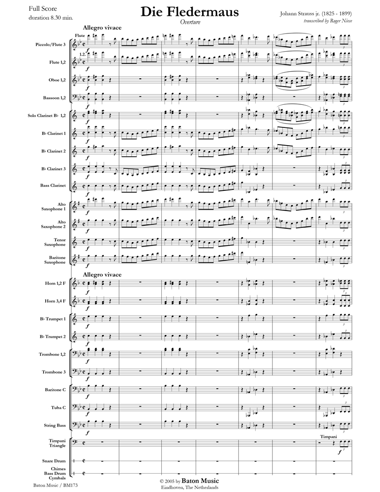 Johann Strauss: Mein Herr Marquis: Concert Band: Score and Parts
