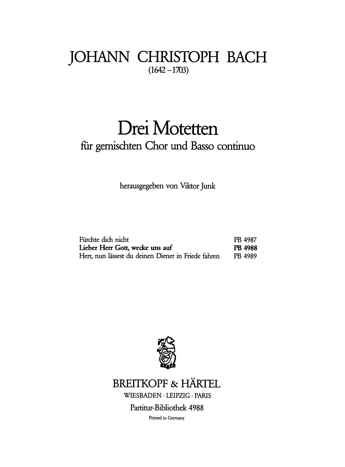 Johann Christoph Friedrich Bach: Lieber Herr Gott: Score