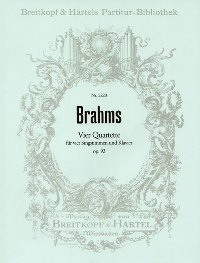 Johannes Brahms: Vier Quartette op. 92: Score
