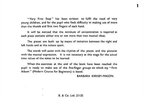 Barbara Kirkby-Mason: Very First Steps: Piano: Instrumental Tutor