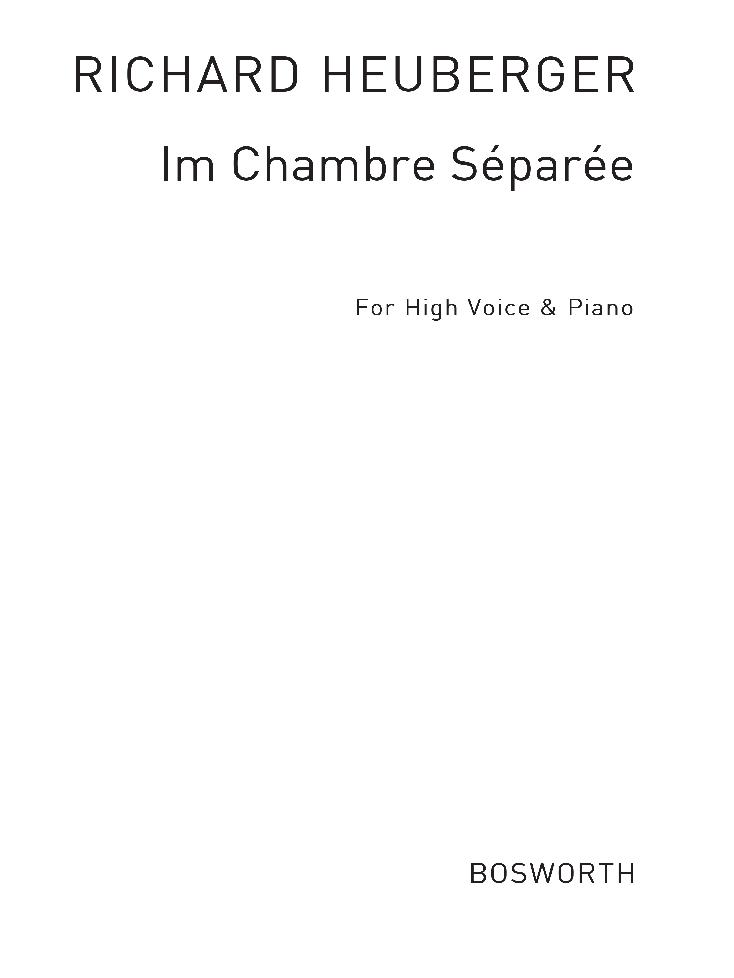 Richard Heuberger: Im Chambre Separee (High Voice): High Voice: Single Sheet
