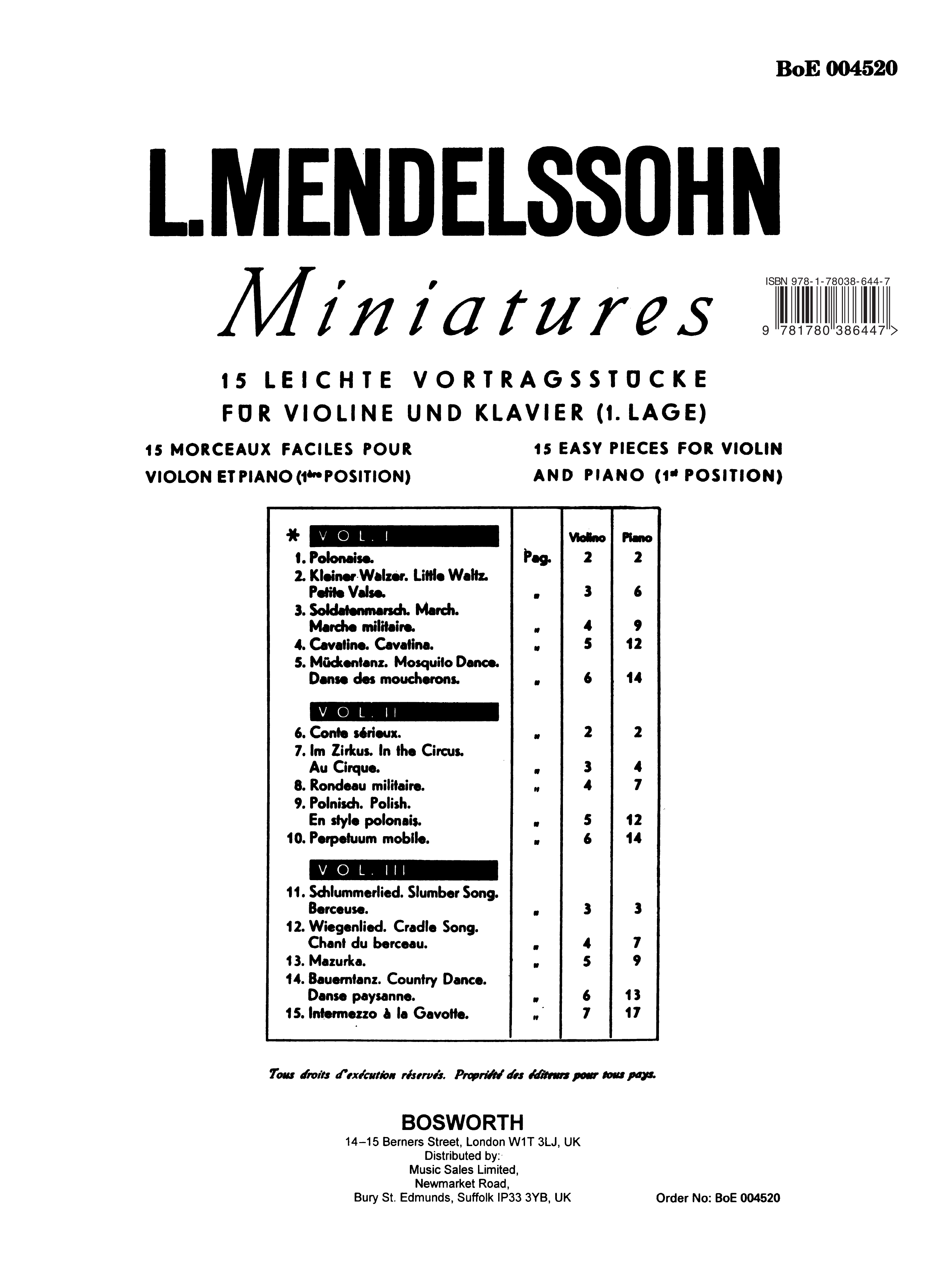 Arnold Ludwig Mendelssohn: Miniaturen 1: Violin: Instrumental Album