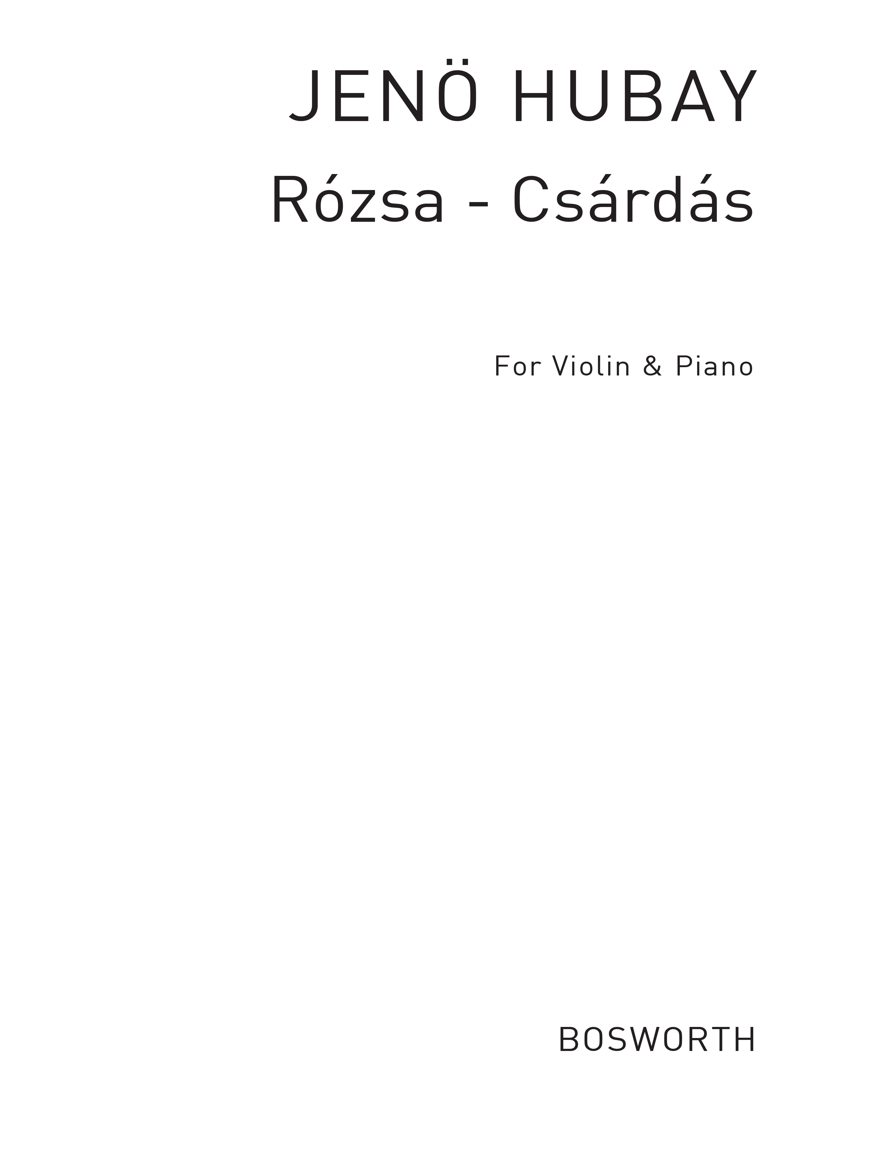 Jeno Hubay: Jeno Hubay: Rosza Czardas For Violin And Piano: Violin: Instrumental