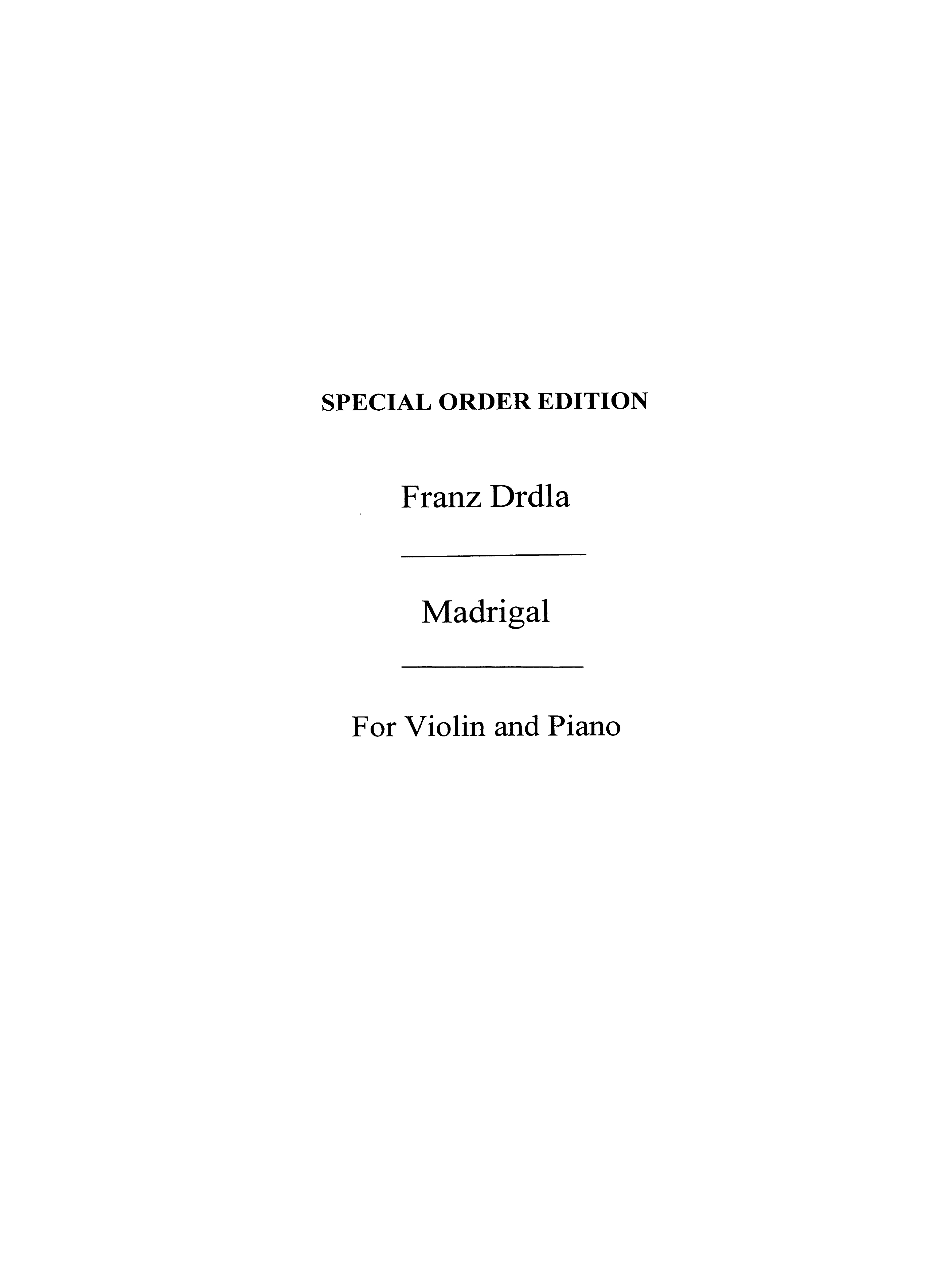 Franz Drdla: Madrigal For Violin And Piano Op.25: Violin: Instrumental Work