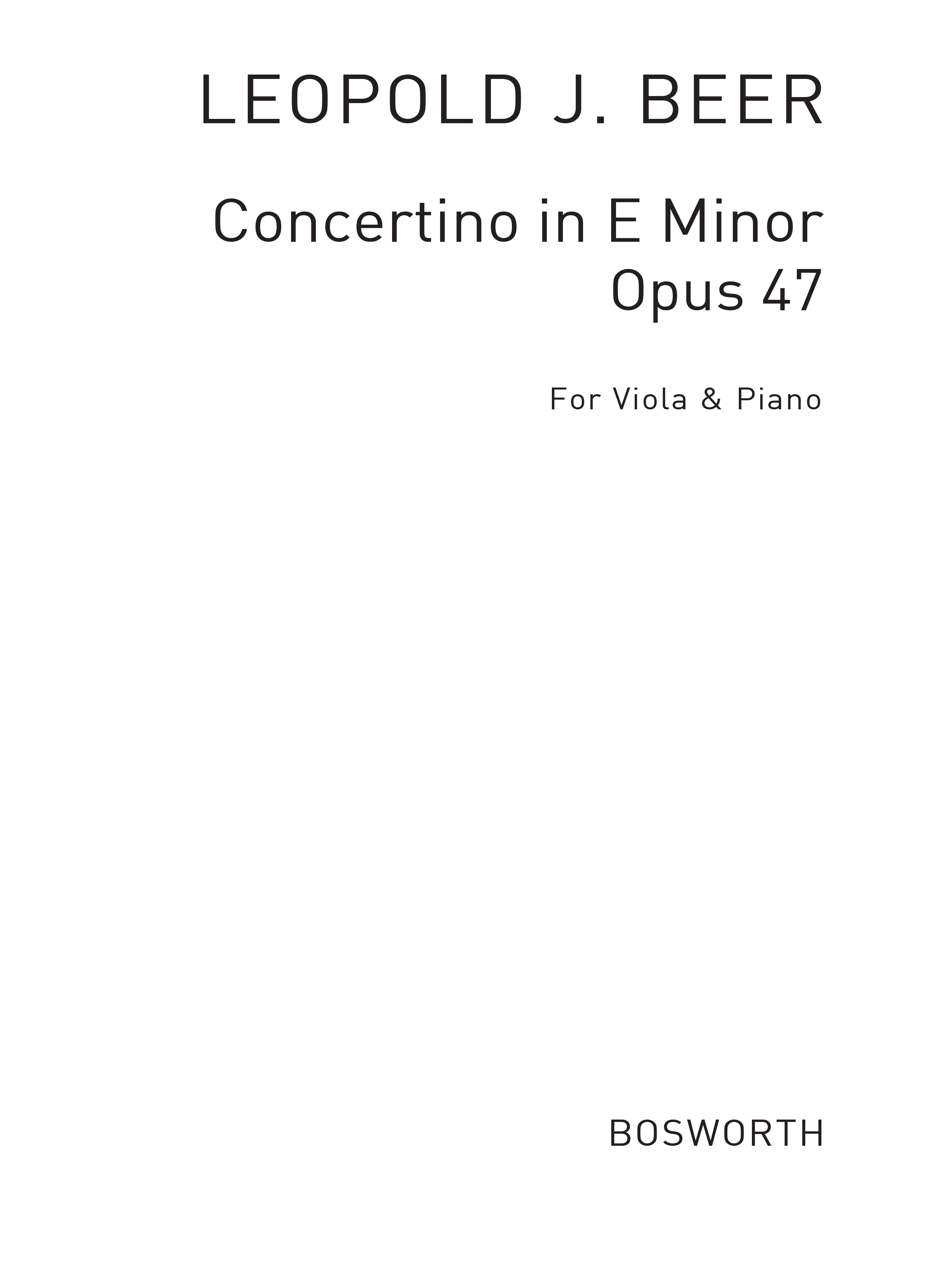Leopold Josef Beer: Concertino In E Minor Op. 47: Viola: Instrumental Work