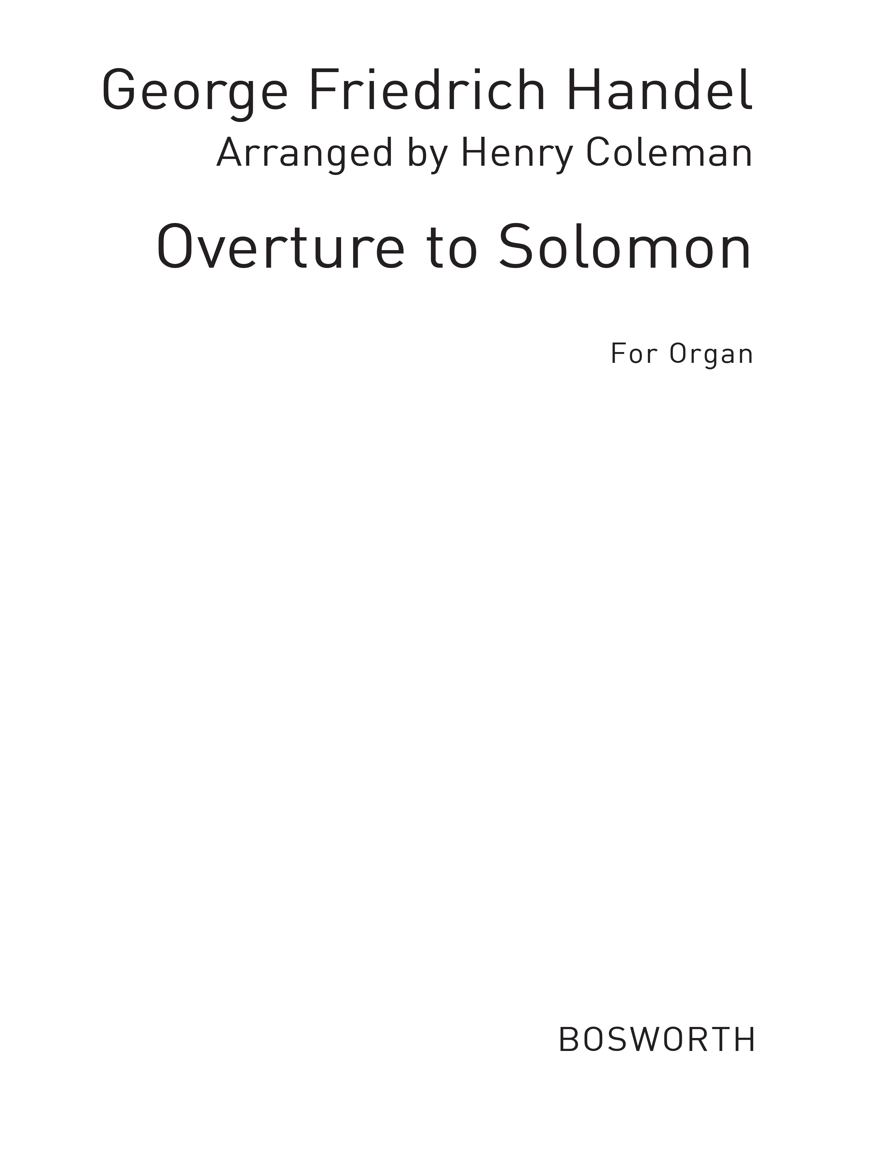 Georg Friedrich Händel: Overture Soloman: Organ: Instrumental Work