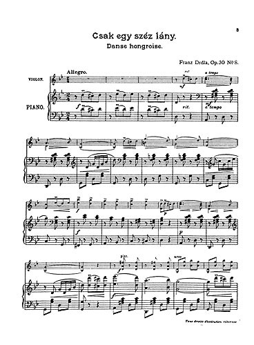 Franz Drdla: Hungarian Dances Op.30 No.8 'Csak Egy Szep Lany': Violin: