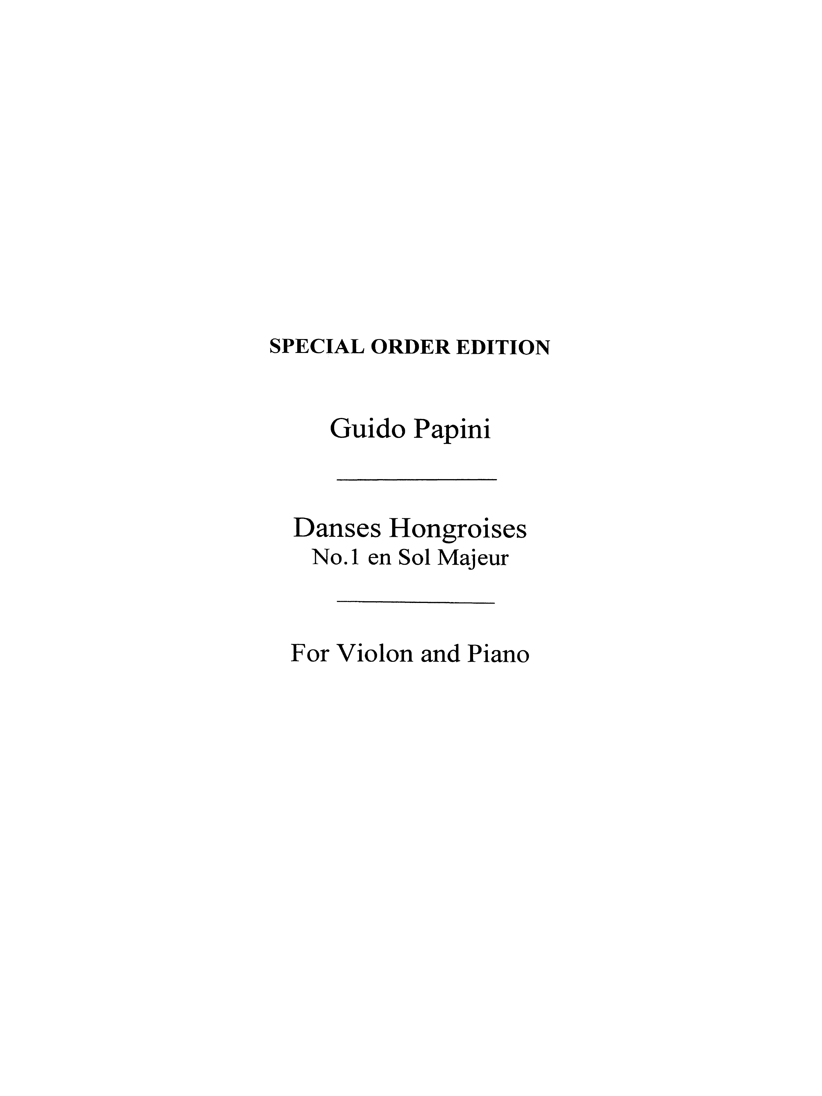 Guido Papini: Hungarian Dance No.1 In G For Violin And Piano: Violin: