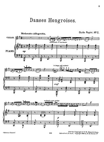 Guido Papini: Hungarian Dance No.2 In G For Violin And Piano: Violin: