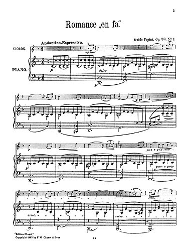 Guido Papini: Guido Papini: Romance In F For Violin And Piano: Violin: