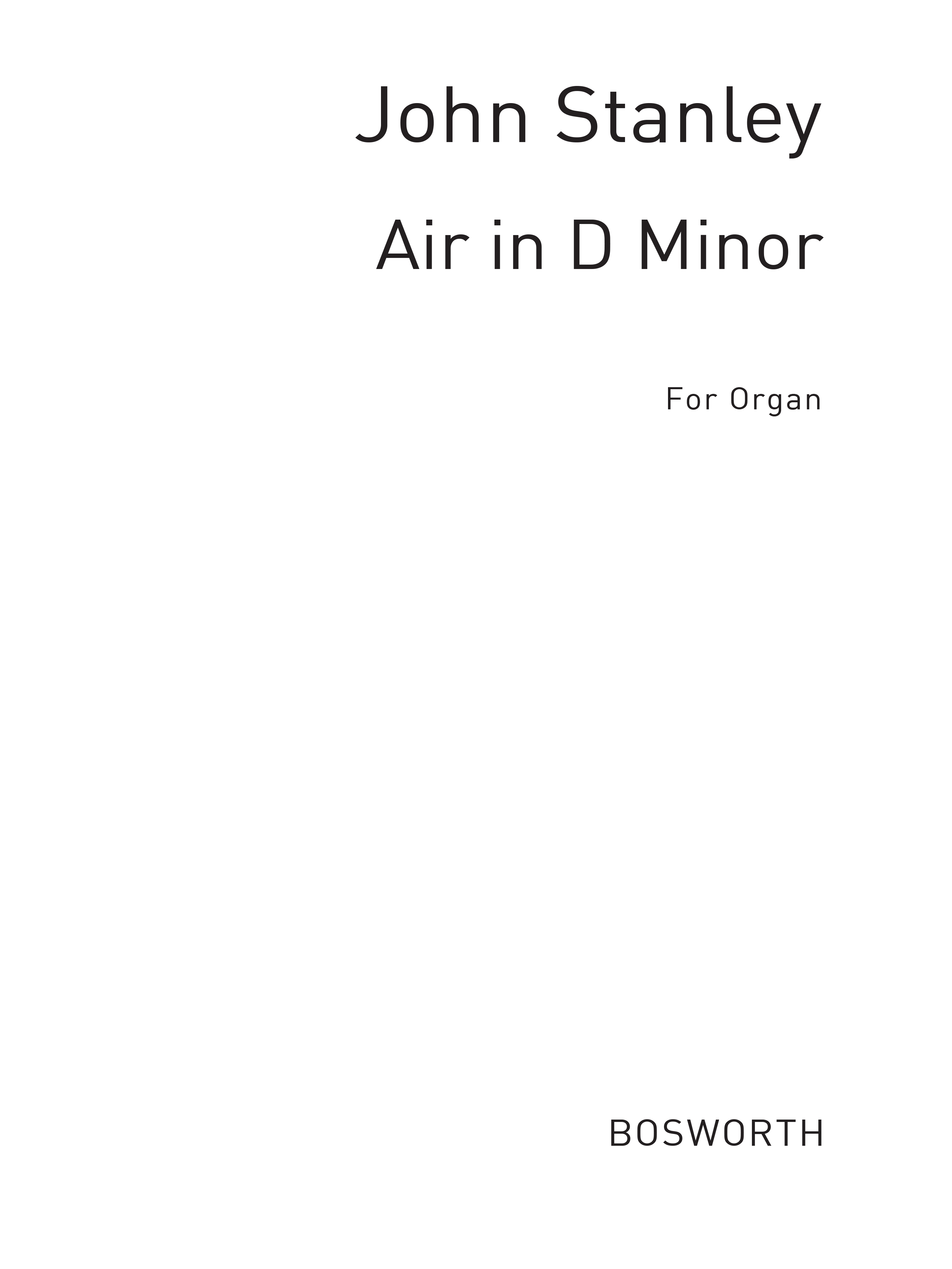 John Stanley: Air In D Minor: Organ: Instrumental Work