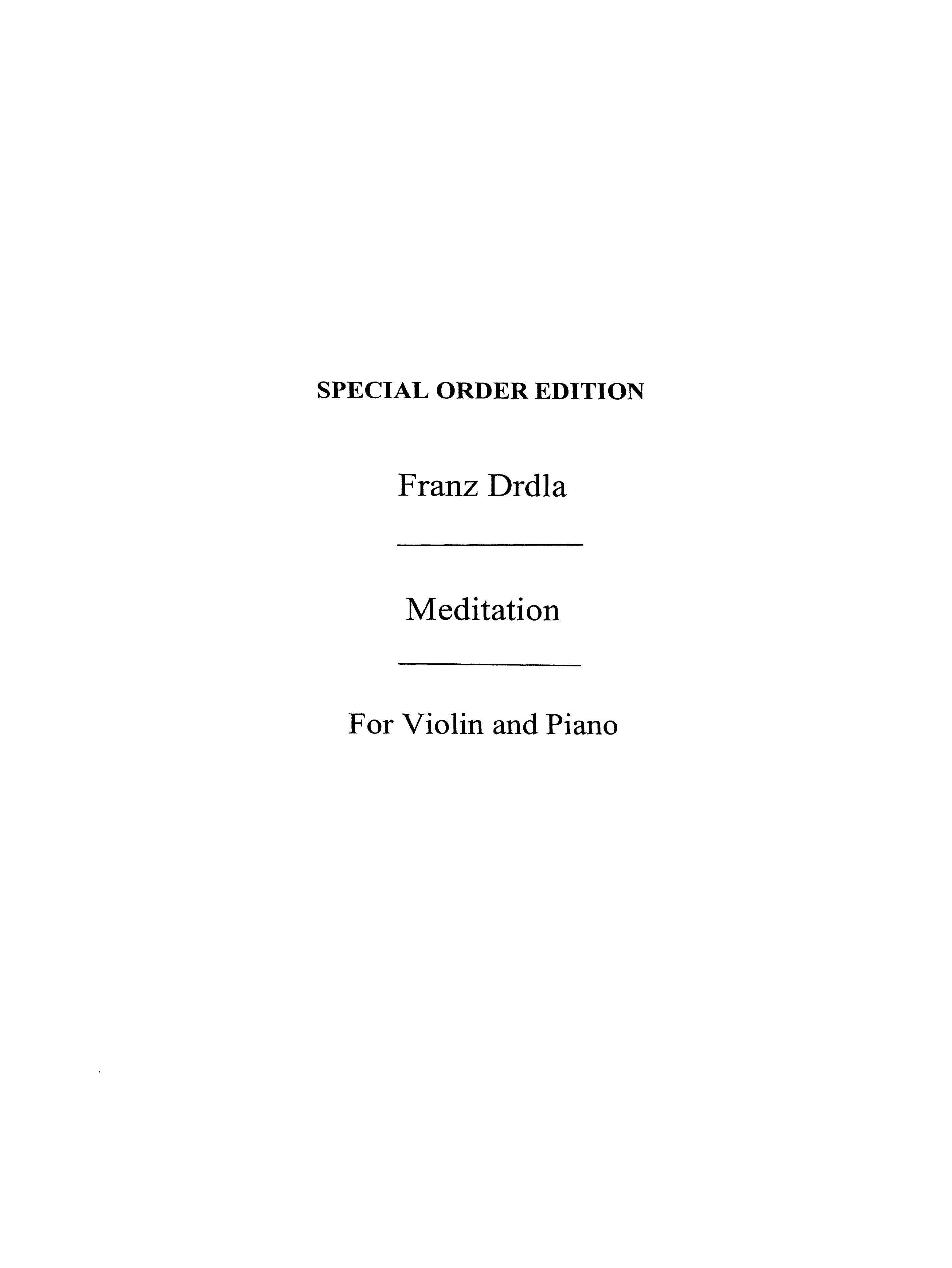 Franz Drdla: Meditation For Violin And Piano Op.34 No.1: Violin: Instrumental