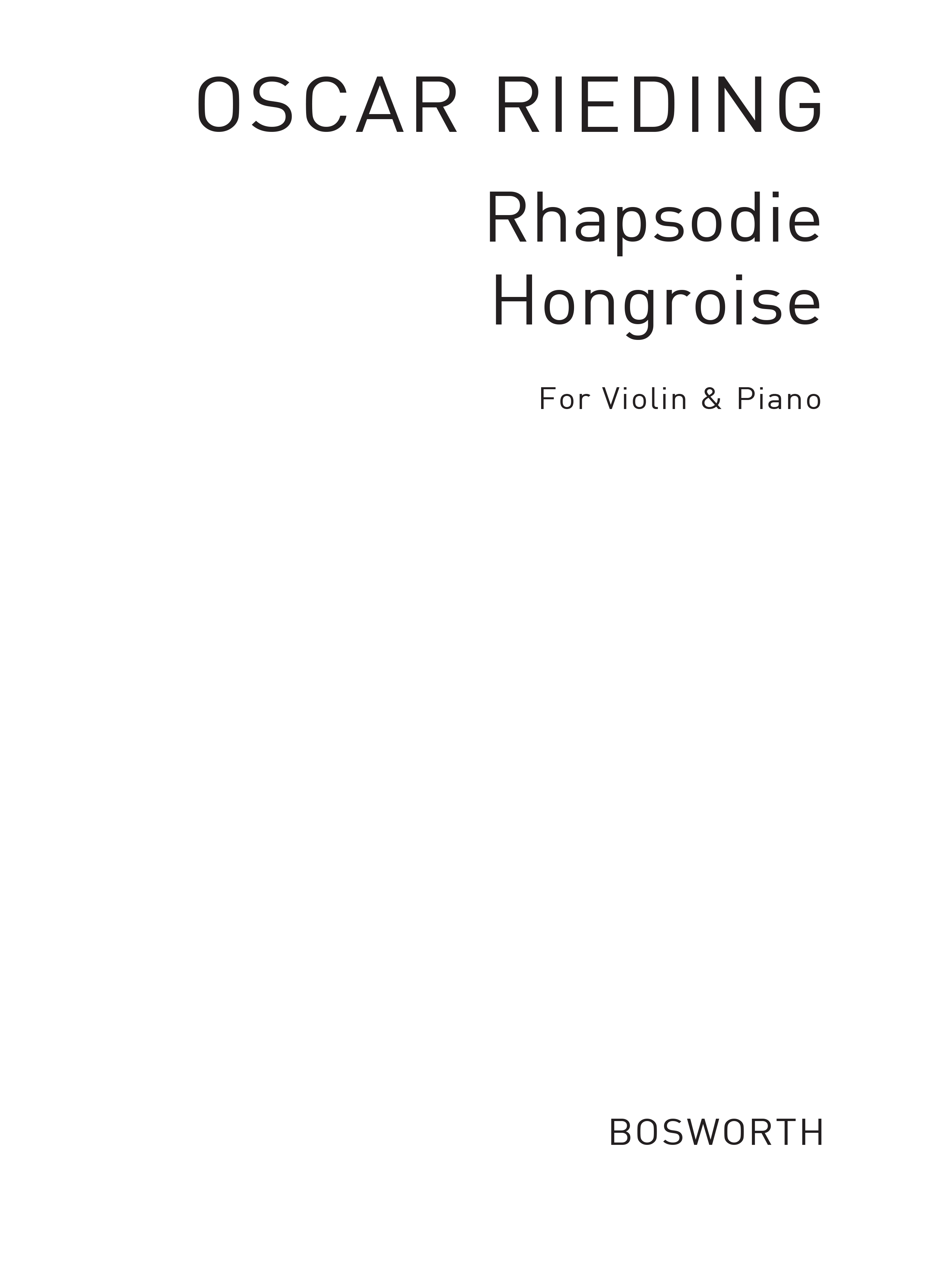 Oscar Rieding: Rhapsodie Hongroise Op.26: Violin: Instrumental Work