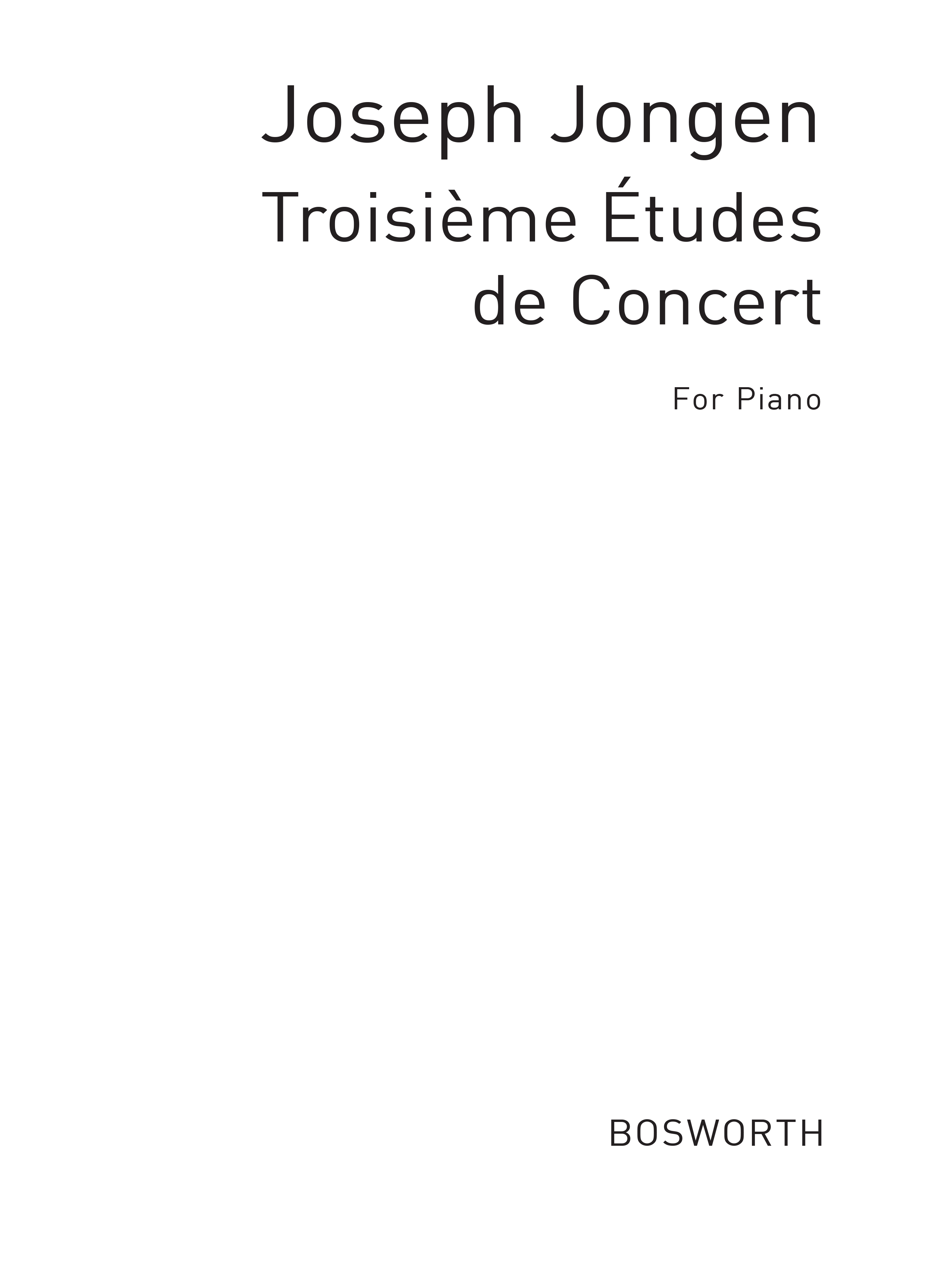 Joseph Jongen: Troisieme Etudes De Concert (Piano): Piano: Instrumental Album