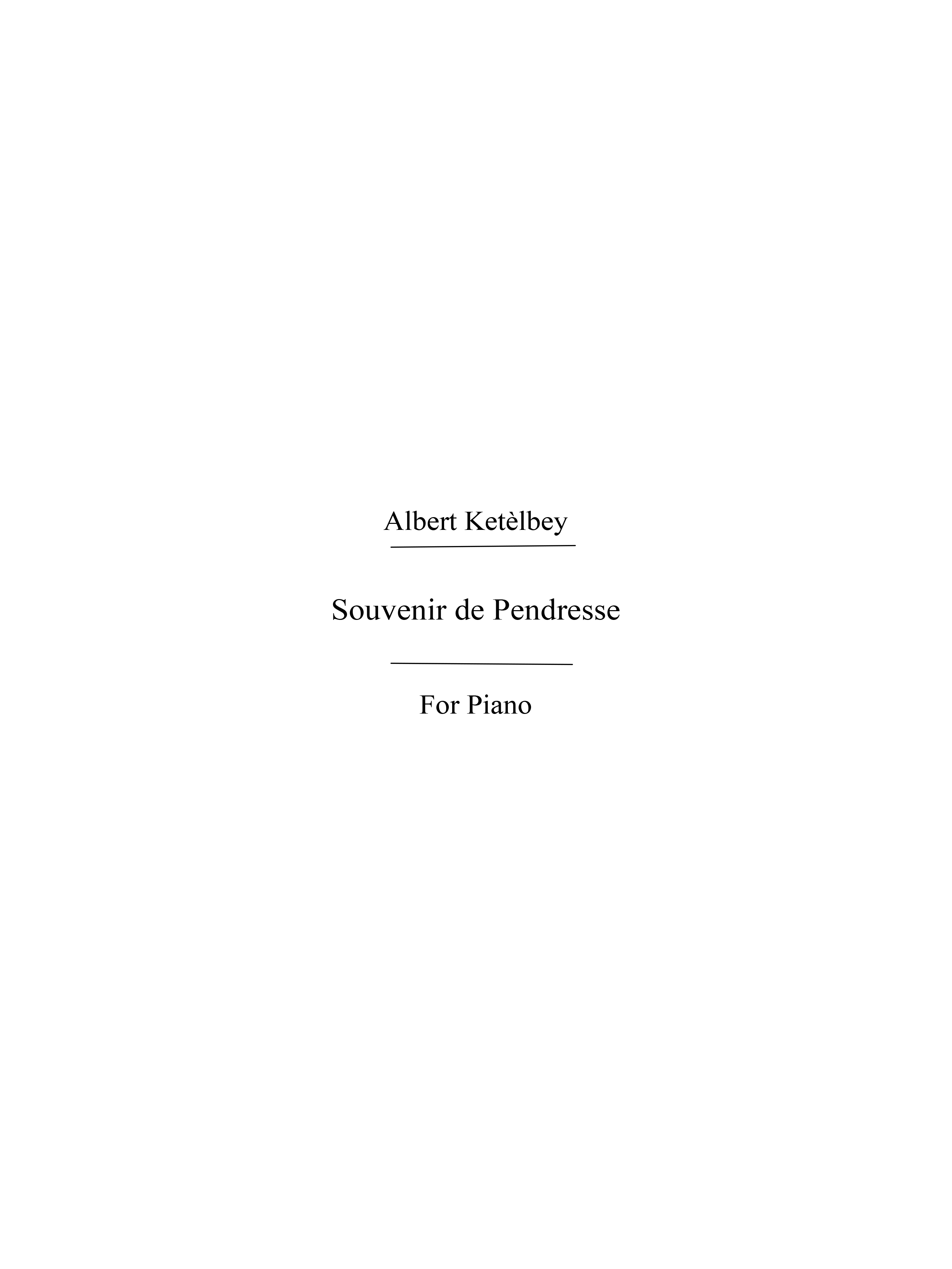 Albert Ketlbey: Souvenir De Tendresse: Piano: Instrumental Work