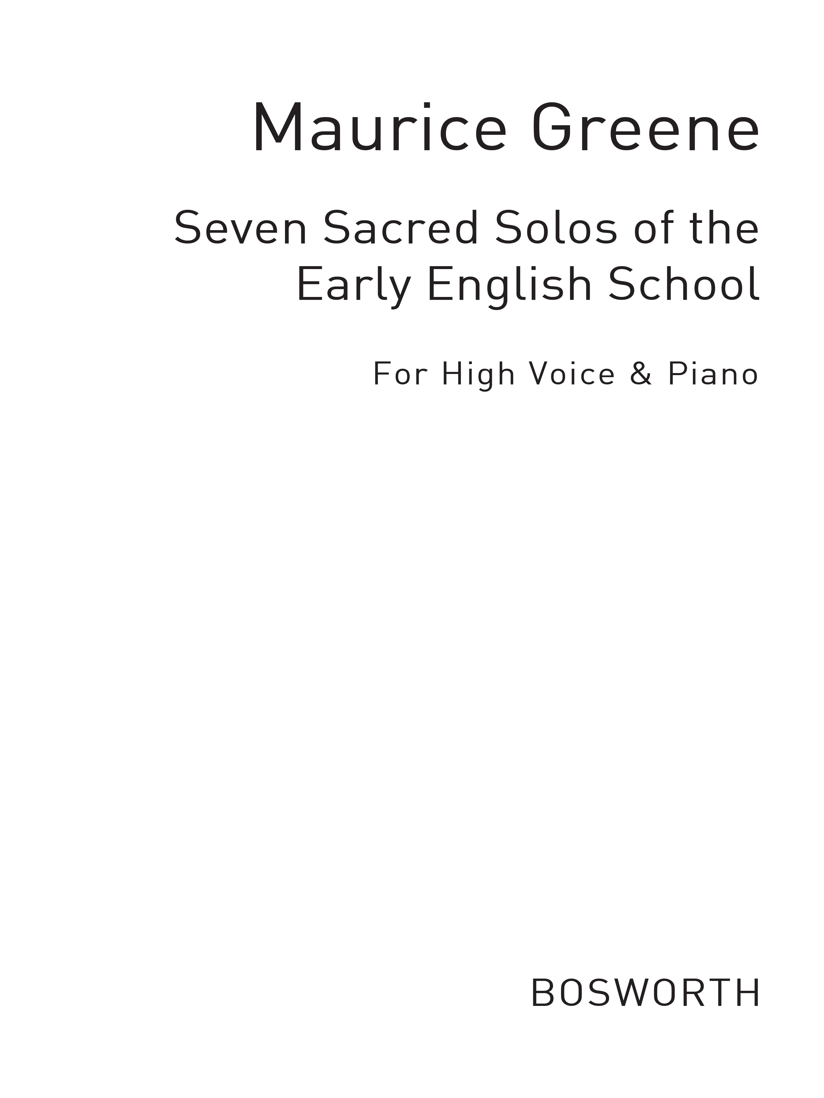 Maurice Greene: Greene: Seven Sacred Solos - High Voice (Roper): High Voice: