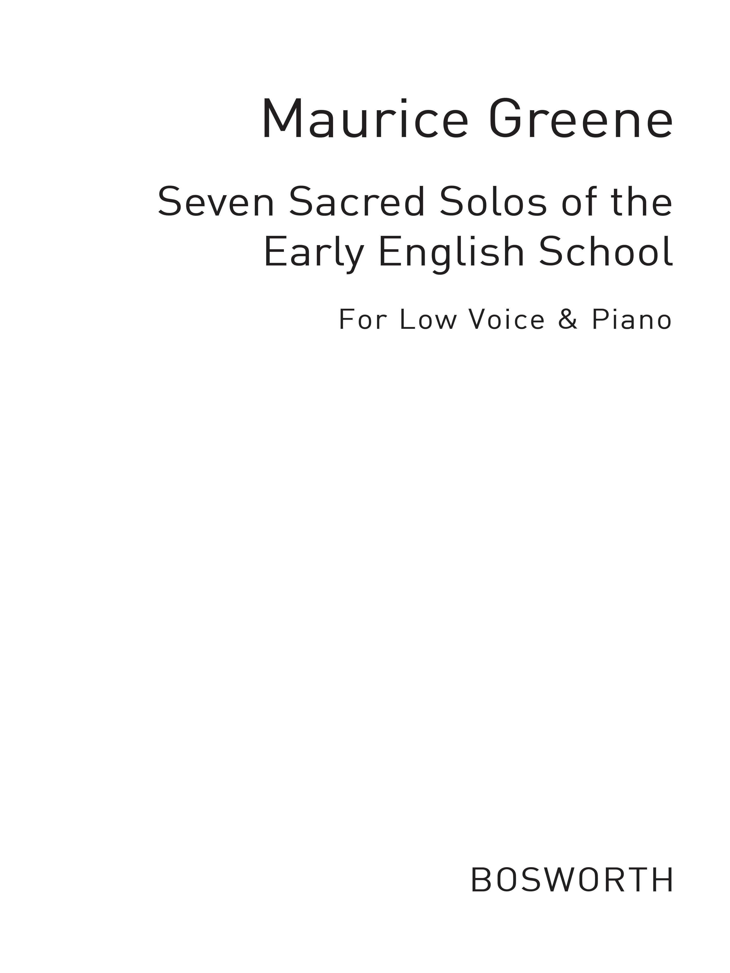 Maurice Green: Seven Sacred Solos Of The Early English School: Medium Voice: