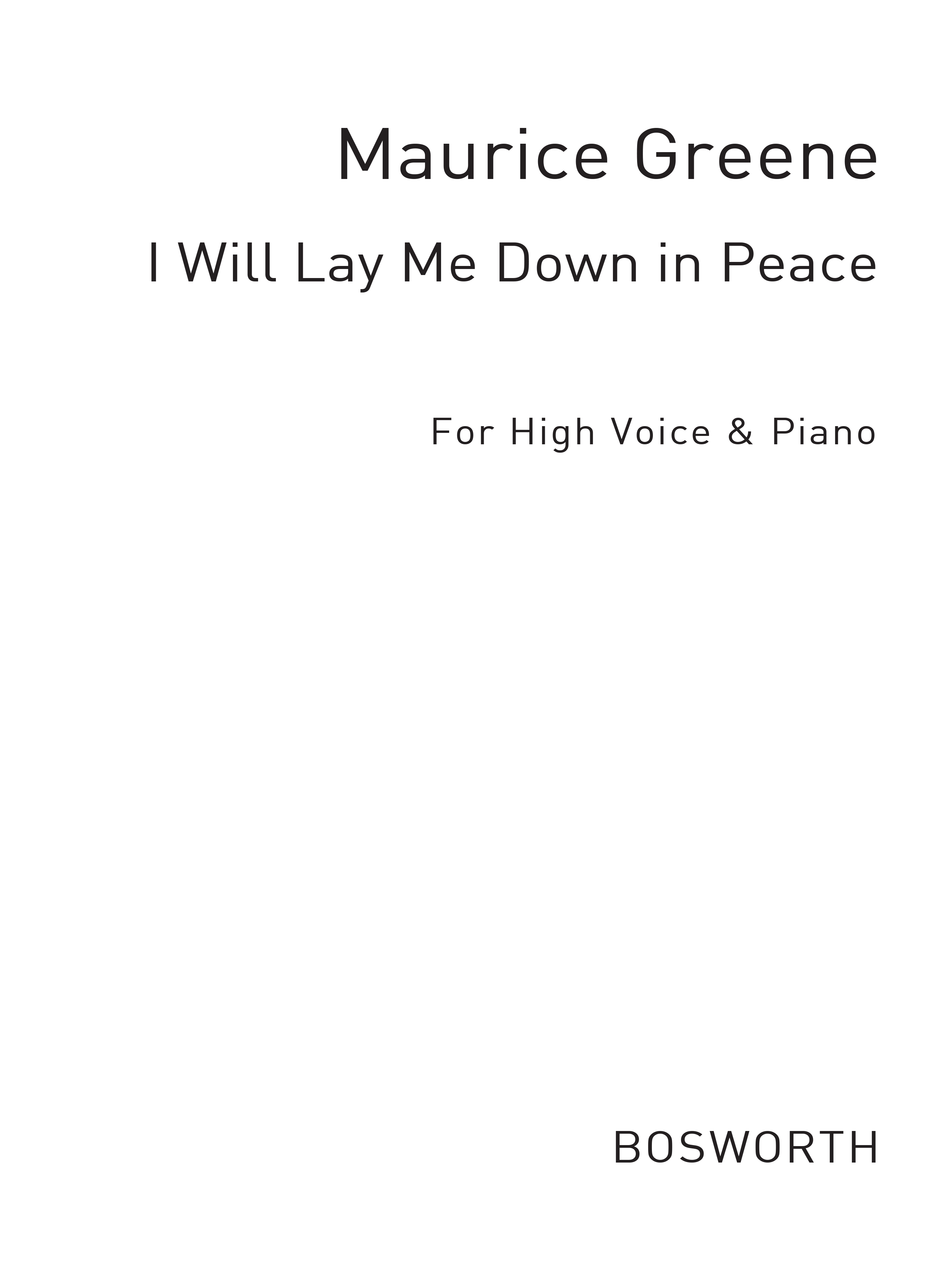 Maurice Greene: I Will Lay Me Down In Peace: Voice: Single Sheet