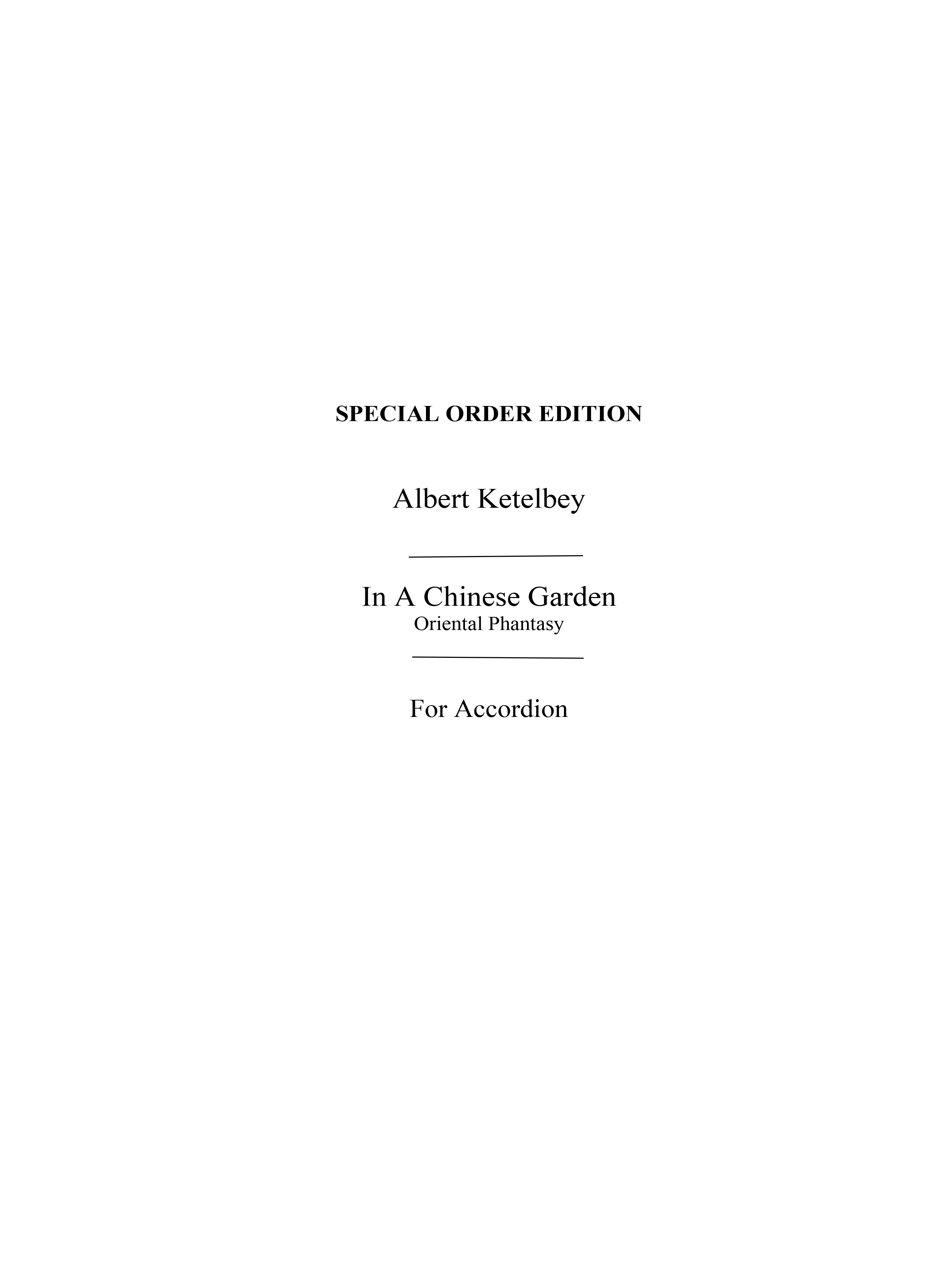 Albert Ketlbey: In A Chinese Temple Garden: Accordion: Instrumental Work