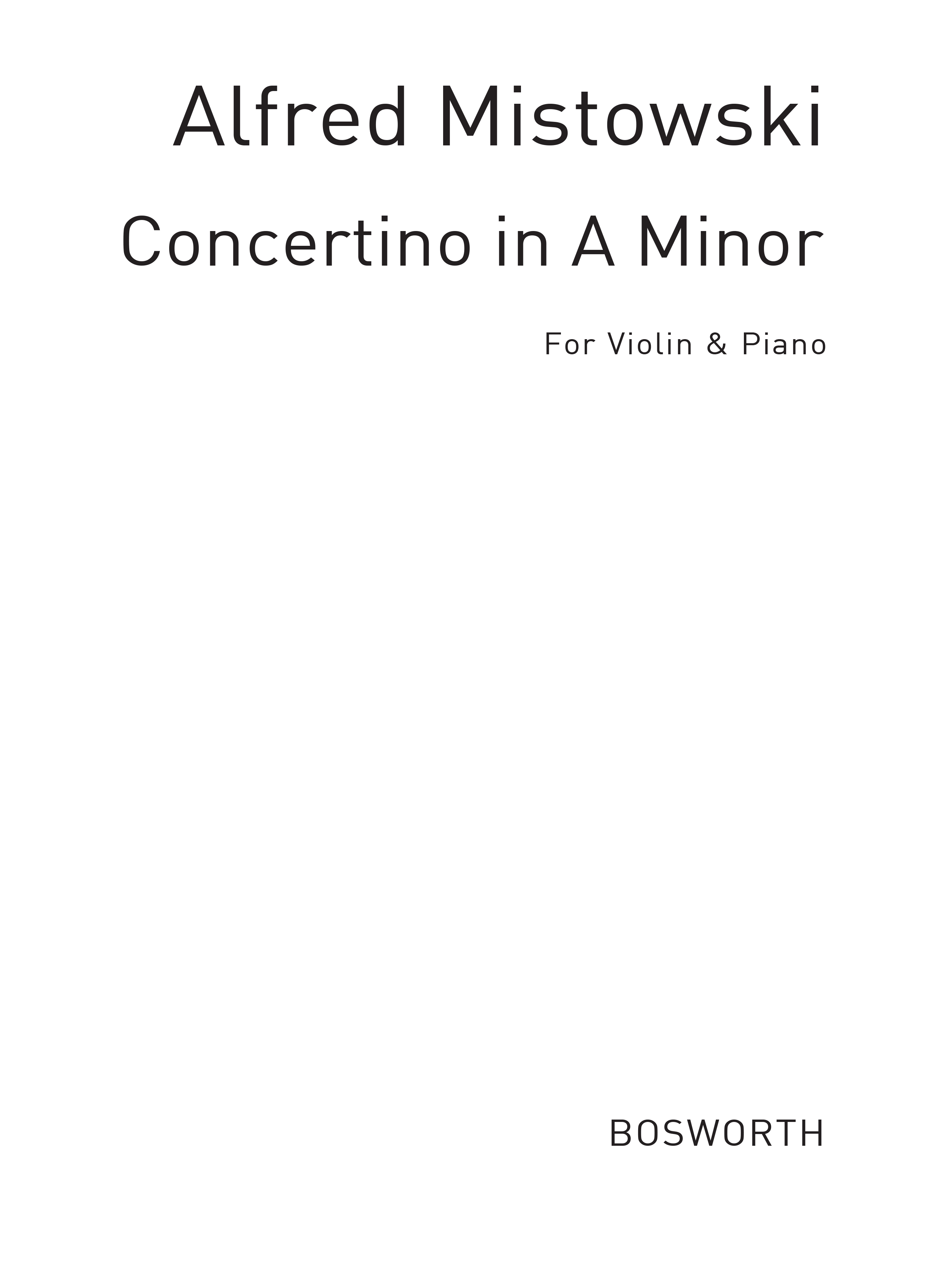 Mistowski  A Concertino In A Min: Violin