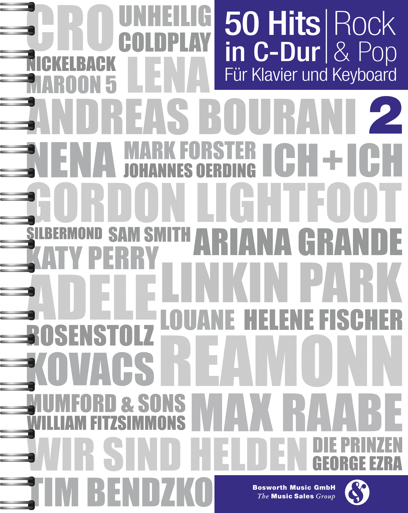 50 Hits in C-Dur: Rock & Pop Band 2: Piano or Keyboard: Mixed Songbook