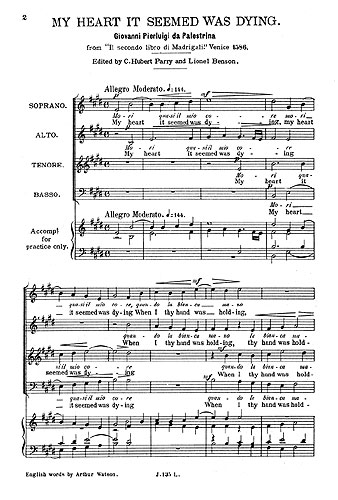 Giovanni Pierluigi da Palestrina: My Heart It Seemed Was Dying: SATB: Vocal