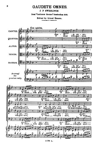 Jan Pieterszoon Sweelinck: O Shout With Gladness: SATB