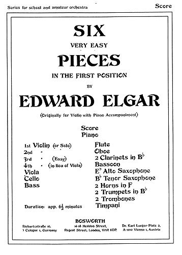 Edward Elgar: Six Very Easy Pieces Op.22: Orchestra: Score and Parts