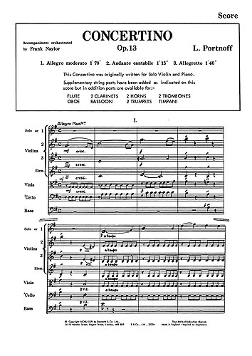 Leo Portnoff: Concertino In E Minor Op. 13: Orchestra: Score and Parts