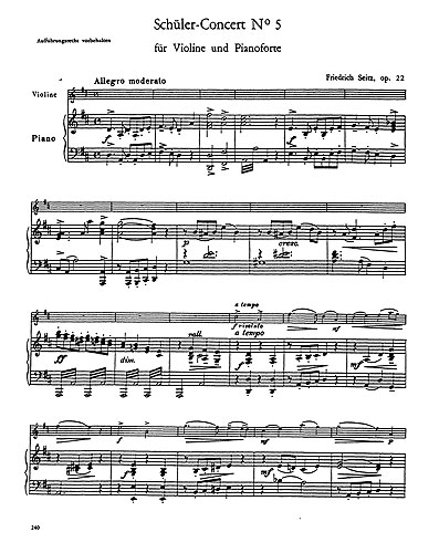Friedrich Seitz: Friedrich Seitz: Concerto Op. 22: Violin: Score and Parts