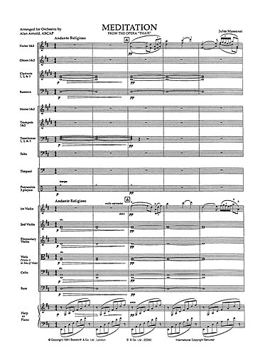 Meditation From Thais (Score And Parts): Orchestra: Score and Parts