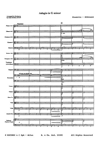 Adagio In G Minor (Score And Parts): Brass Ensemble: Score and Parts