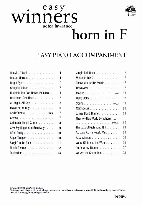 Peter Lawrance: Easy Winners F Horn Pa: French Horn: Instrumental Album