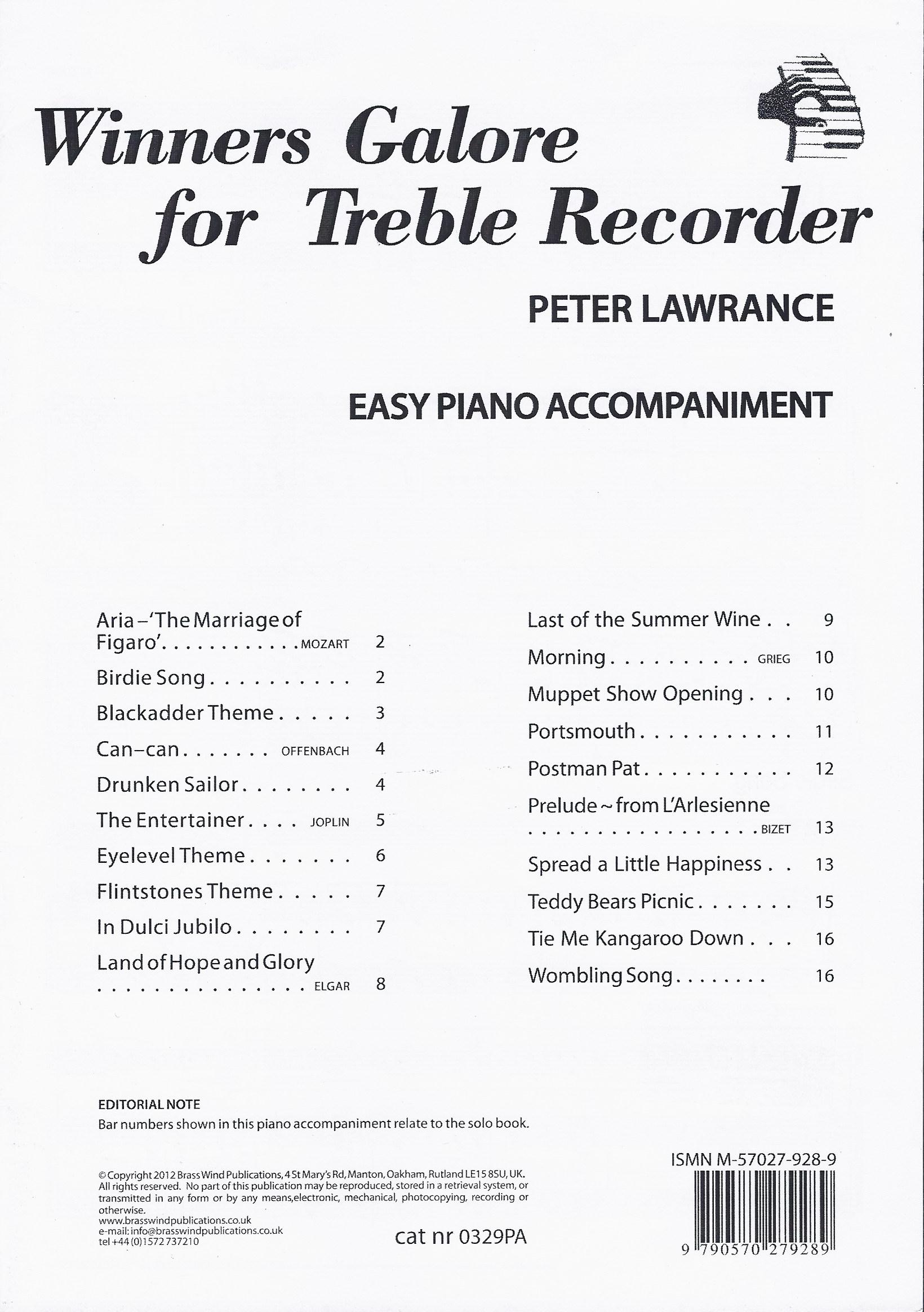 Peter Lawrance: Winners Galore For Treble Recorder: Recorder: Instrumental Album