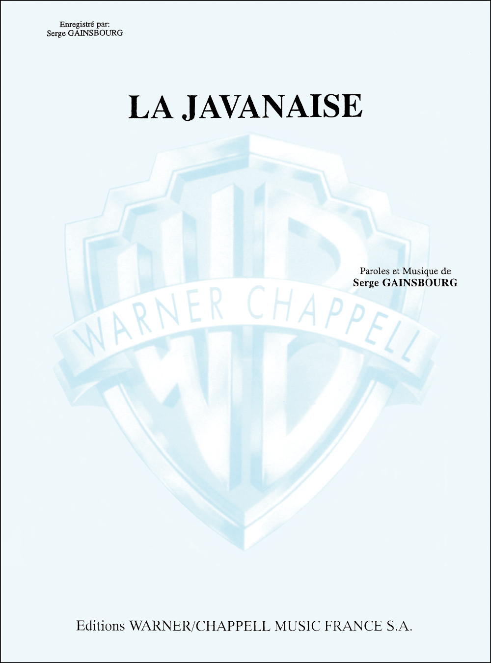Serge Gainsbourg: La javanaise: Voice: Single Sheet