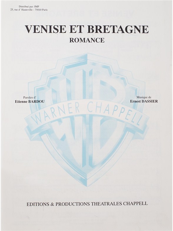 Ernest Dassier: Venise Et Bretagne: Voice: Vocal Score