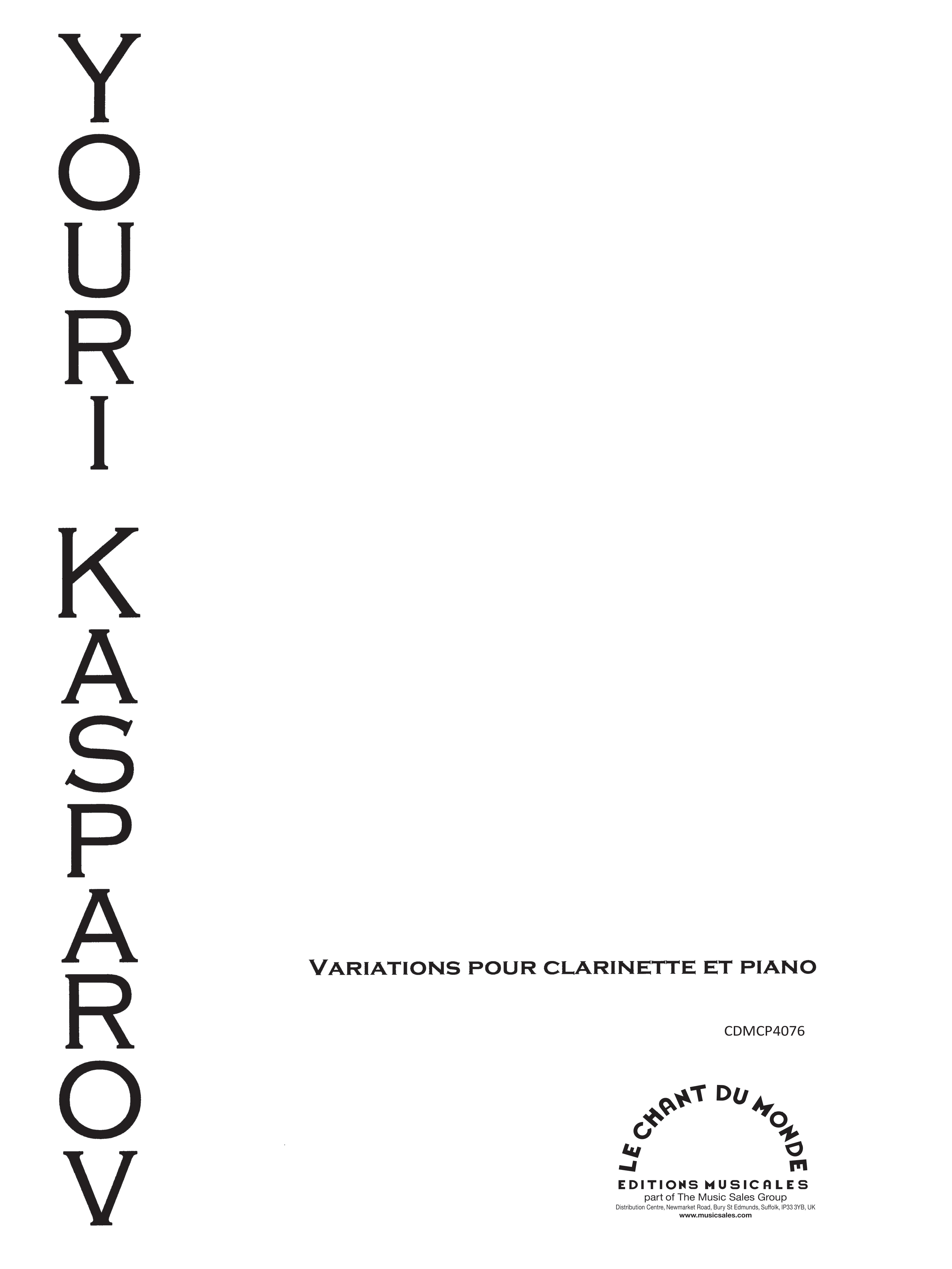 Yuri Kasparov: Variations Pour Clarinette Et Piano: Clarinet: Instrumental Work
