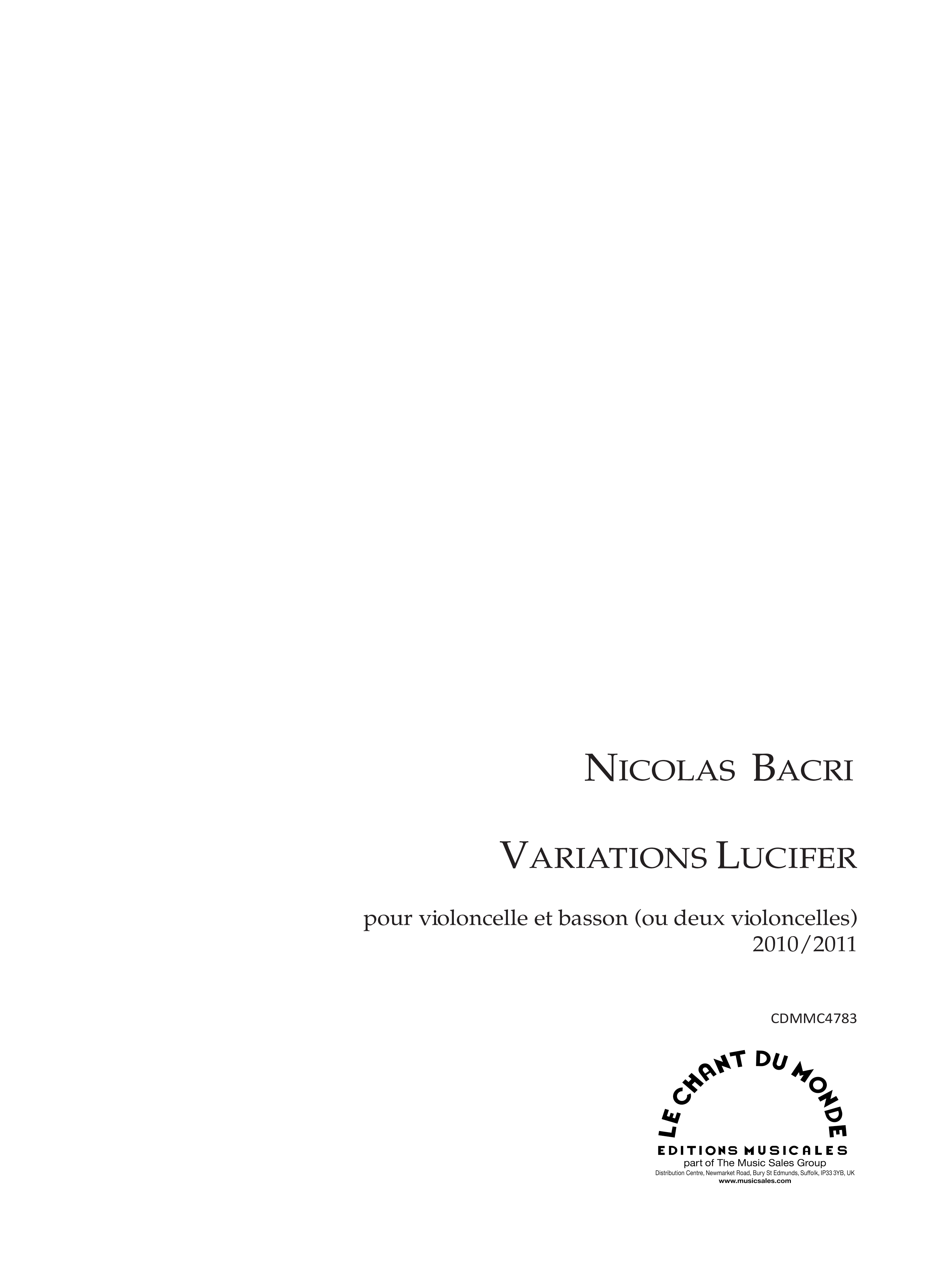 Nicolas Bacri: Variations Lucifer - Pour Violoncelle et Basson: Mixed Duet: