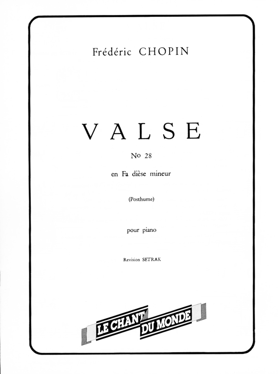 Frdric Chopin: Valse No. 28 En Fa Dise Mineur: Piano: Score
