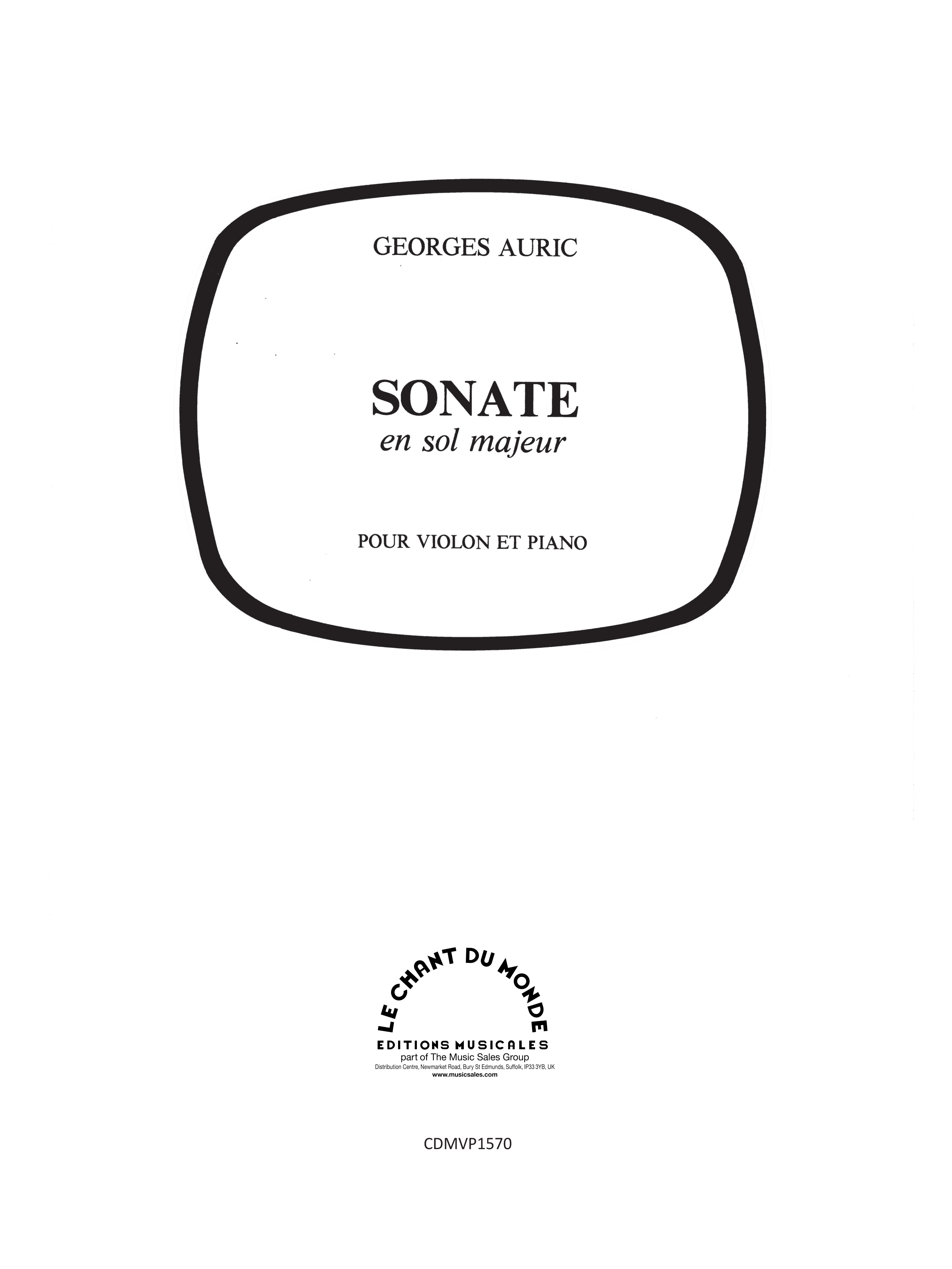 Georges Auric: Sonate: Violin: Score