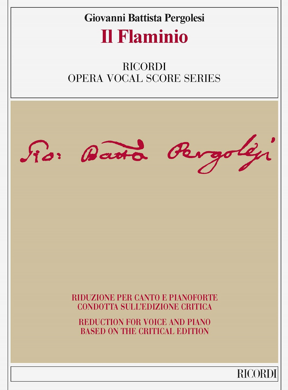 Giovanni Battista Pergolesi: Il Flaminio: Vocal: Vocal Score