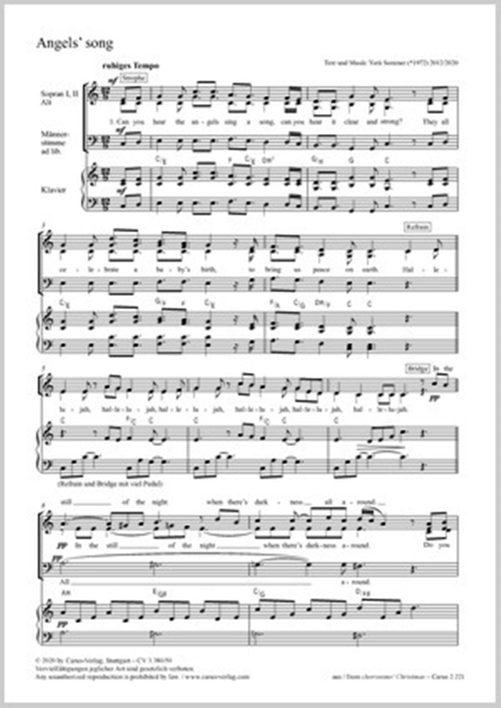 York Sommer: Angels' Song: Mixed Choir: Vocal Score