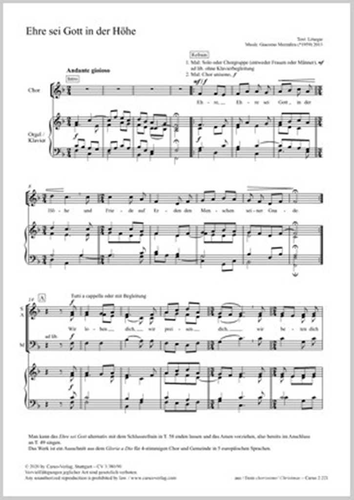 Giacomo Mezzalira: Ehre sei Gott in der Hhe: Mixed Choir: Vocal Score